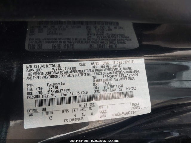 Ford FOCUS SE 2014 1FADP3F24EL126896 Image 9