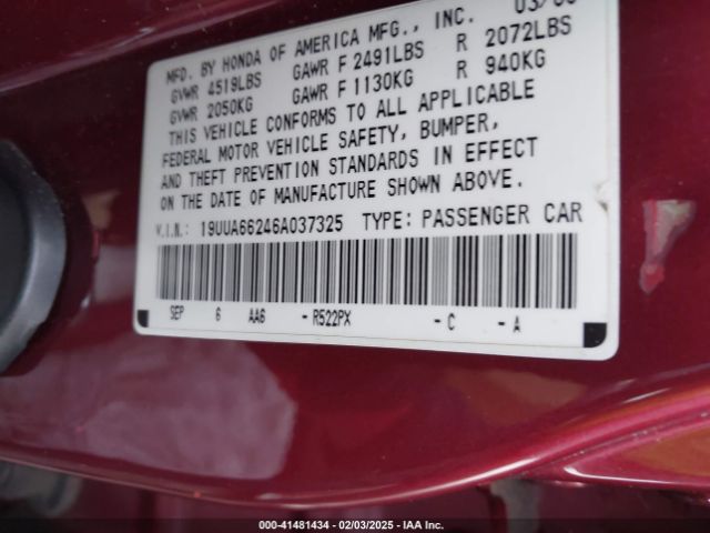 2006 ACURA TL 19UUA66246A037325 Photo 8
