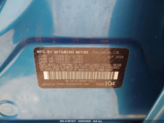 2017 MITSUBISHI MIRAGE G4 ML32F3FJ9HHF12657 Photo 8