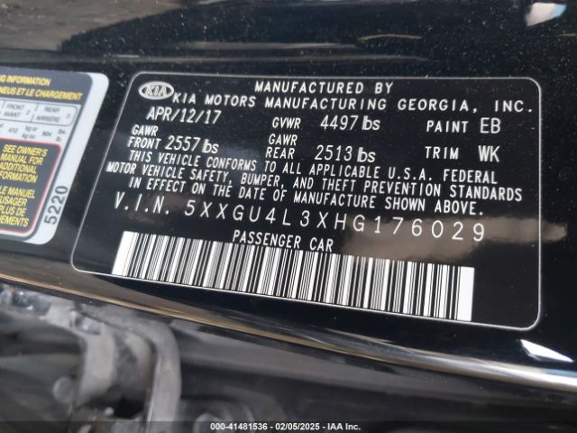 5XXGU4L3XHG176029 KIA OPTIMA EX