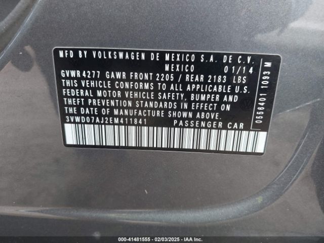 3VWD07AJ2EM411841 Volkswagen Jetta 1.8t Se