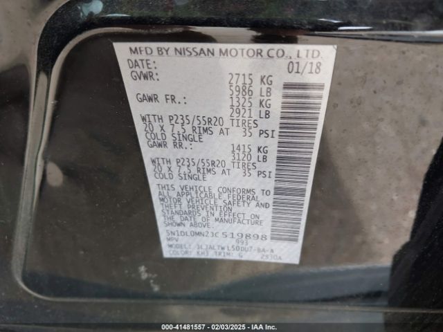 5N1DL0MN2JC519898 Infiniti QX60