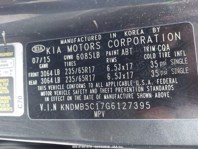 KIA SEDONA LX 2016 KNDMB5C17G6127395 Image 9
