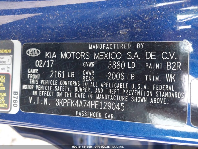3KPFK4A74HE129045 KIA FORTE LX