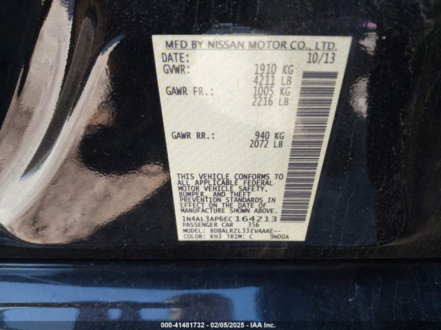 1N4AL3AP6EC164213 Nissan Altima 2.5 S