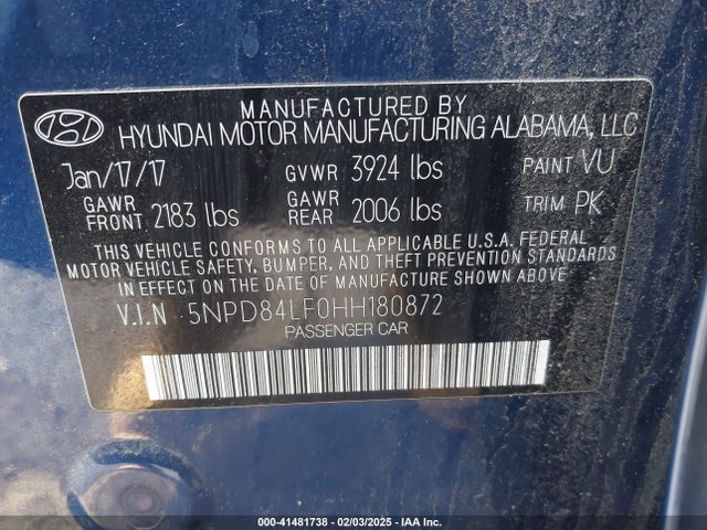 Hyundai ELANTRA SE 2017 5NPD84LF0HH180872 Image 9