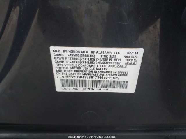 5FRYD3H49EB017144 Acura Mdx Technology Package