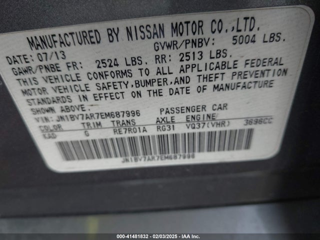 JN1BV7AR7EM687996 Infiniti Q50 Premium