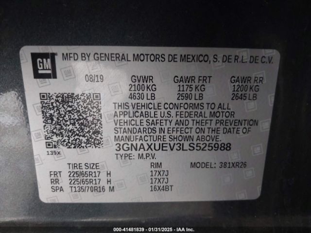 3GNAXUEV3LS525988 Chevrolet Equinox Awd Lt 1.5l Turbo