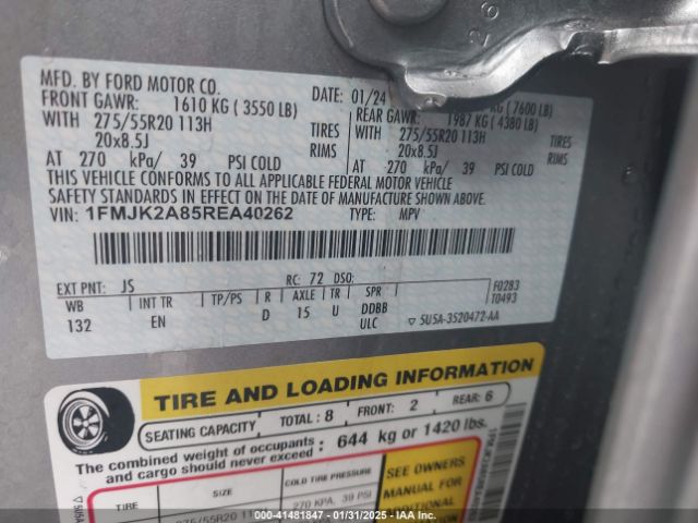 1FMJK2A85REA40262 Ford Expedition Limited Max