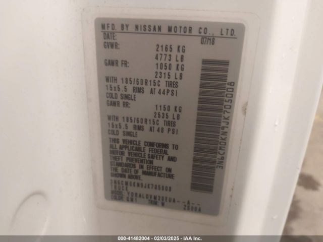 3N6CM0KN9JK705008 Nissan Nv200 S