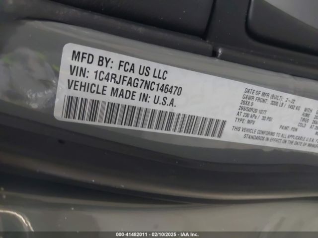 1C4RJFAG7NC146470 Jeep Grand Cherokee Wk Laredo X 4x4