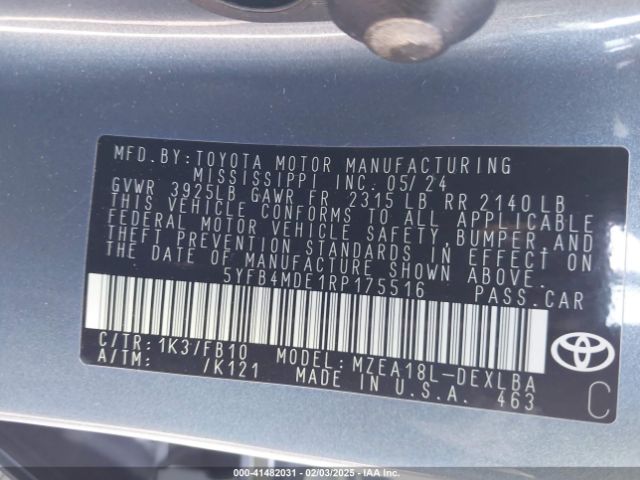 5YFB4MDE1RP175516 Toyota COROLLA LE