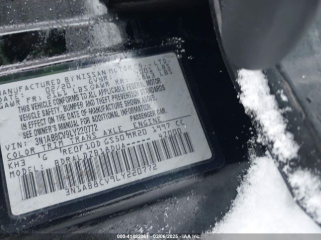 3N1AB8CV9LY220772 Nissan Sentra Sv Xtronic Cvt