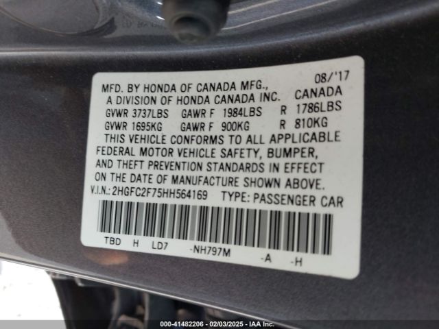 2HGFC2F75HH564169 Honda CIVIC EX