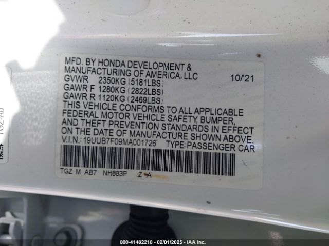 19UUB7F09MA001726 Acura Tlx Type S