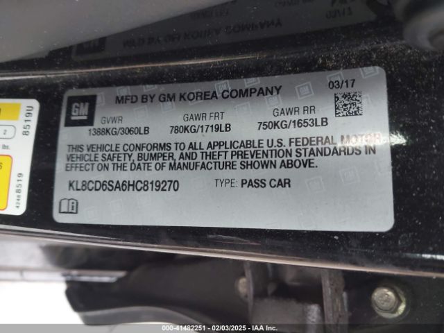 KL8CD6SA6HC819270 Chevrolet Spark 1lt Cvt