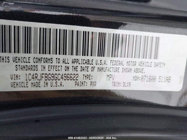 1C4RJFBG9GC496622 Jeep Grand Cherokee Limited
