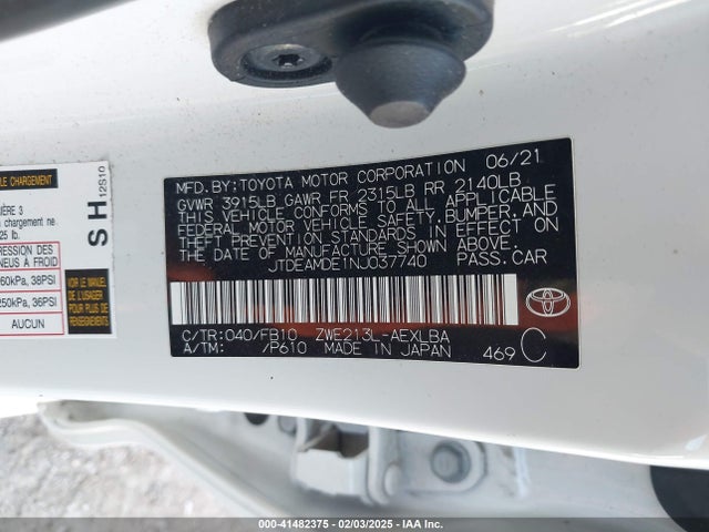 JTDEAMDE1NJ037740 Toyota Corolla Hybrid Le