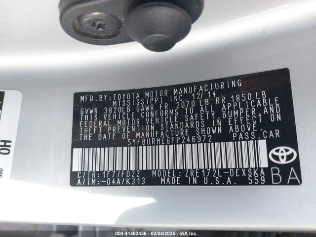 Toyota Corolla S Plus 2015 5YFBURHE6FP246972 Image 9