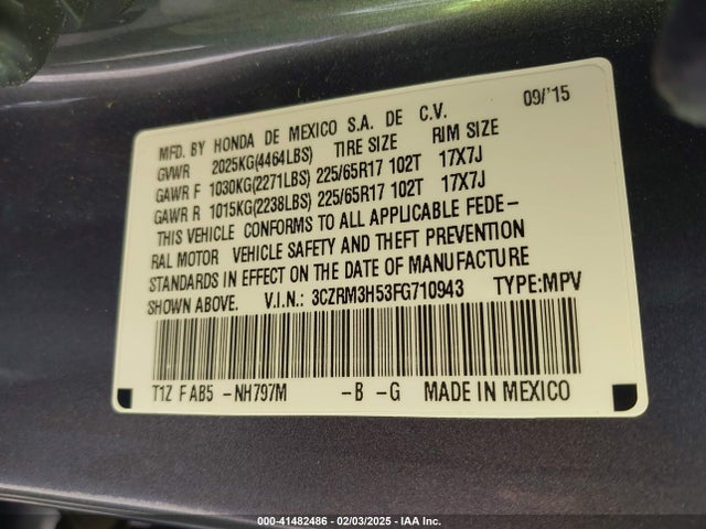 Honda CR-V EX 2015 3CZRM3H53FG710943 Image 9
