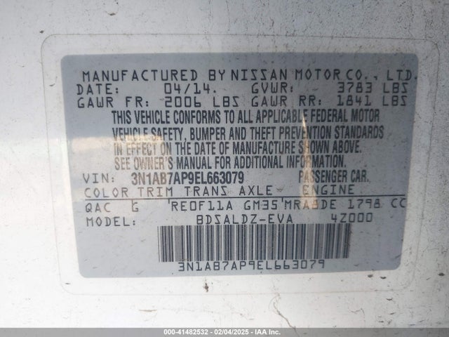 Nissan SENTRA SV 2014 3N1AB7AP9EL663079 Image 9