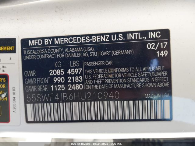 55SWF4JB6HU210940 Mercedes-Benz C 300 Luxury/sport
