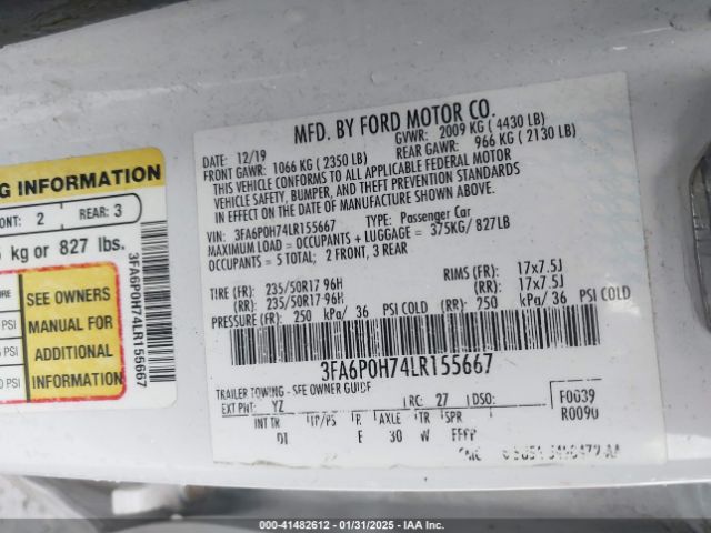 3FA6P0H74LR155667 Ford FUSION SE