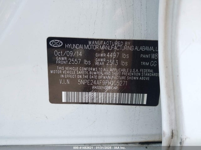 Hyundai SONATA SE 2015 5NPE24AF9FH105271 Image 9