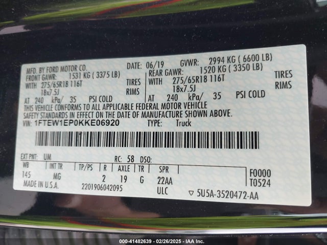 Ford F-150 Xlt 2019 1FTEW1EP0KKE06920 Image 9