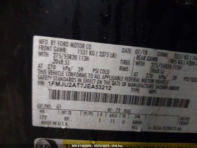1FMJU2AT7JEA53212 Ford Expedition Limited