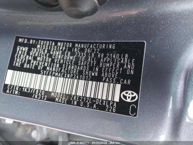 Toyota COROLLA LE 2022 5YFEPMAEXNP341017 Image 9