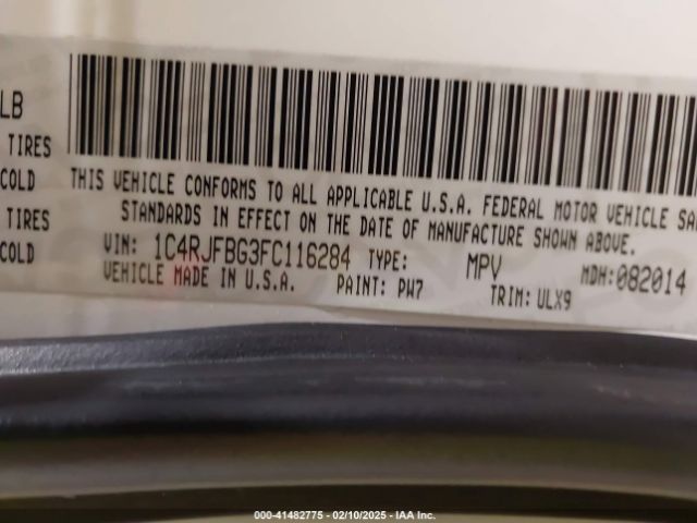 1C4RJFBG3FC116284 Jeep Grand Cherokee Limited