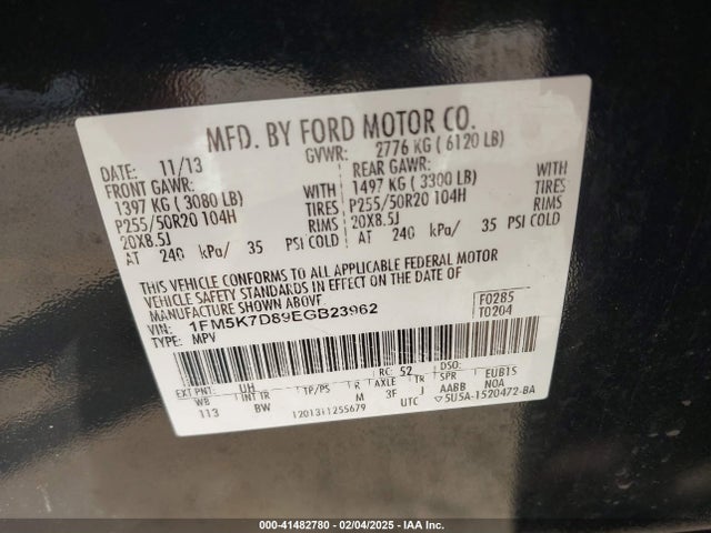 Ford EXPLORER XLT 2014 1FM5K7D89EGB23962 Image 9