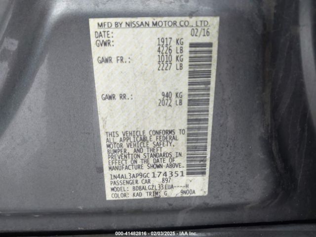 1N4AL3AP9GC174351 Nissan Altima 2.5 S