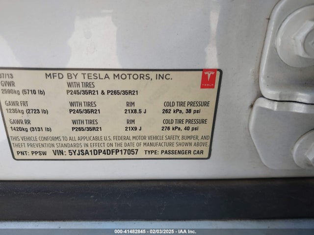 2013 TESLA MODEL S 5YJSA1DP4DFP17057 Photo 8