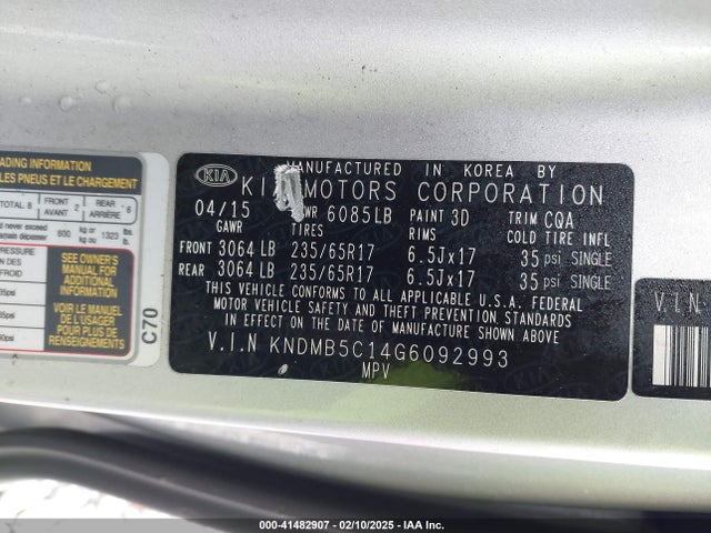 KIA SEDONA LX 2016 KNDMB5C14G6092993 Image 9