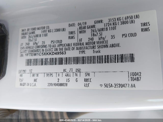 Ford F-150 Xlt 2019 1FTEW1C5XKKD49563 Image 9