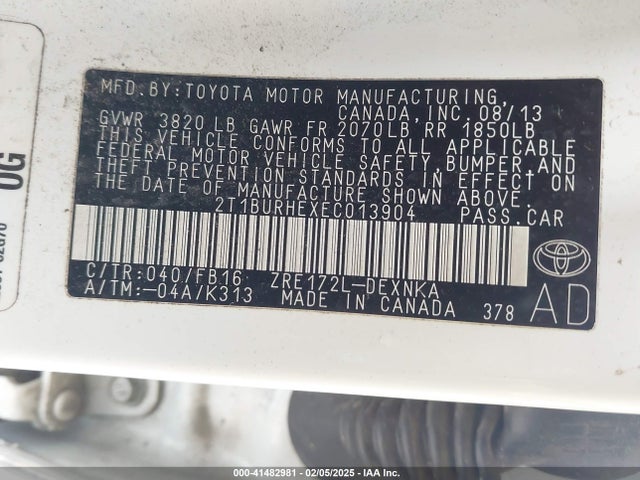 Toyota COROLLA LE 2014 2T1BURHEXEC013904 Image 9