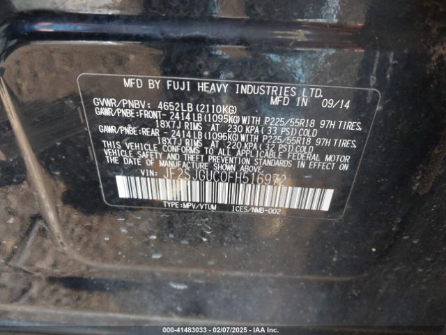 JF2SJGUC0FH516972 Subaru Forester 2.0xt Touring