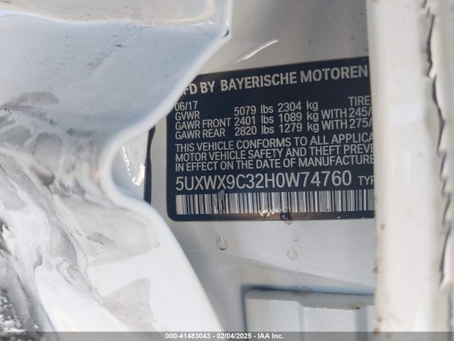 41483043 :رقم المزاد ، 5UXWX9C32H0W74760 vin ، 2017 Bmw X3 Xdrive28i مزاد بيع