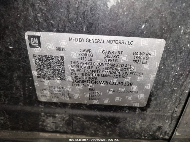1GNERGKW2KJ129139 Chevrolet Traverse 1lt