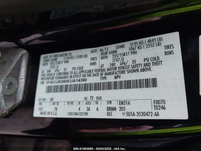 1FMCU9G90EUA14390 Ford ESCAPE SE