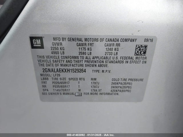Chevrolet Equinox L 2017 2GNALAEKXH1529264 Image 9