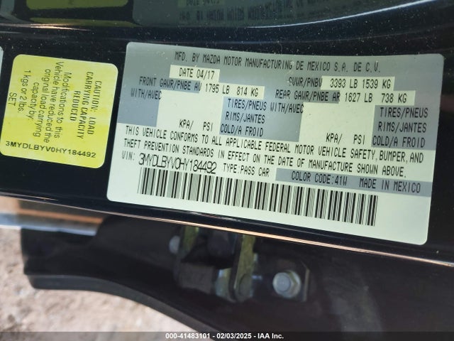 3MYDLBYV0HY184492 Toyota YARIS IA