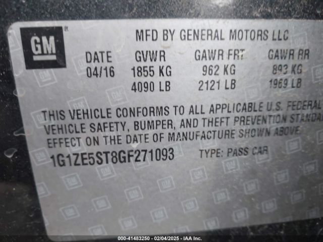 1G1ZE5ST8GF271093 Chevrolet MALIBU 1LT