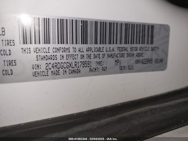2C4RDGCGXLR179591 Dodge Grand Caravan Sxt