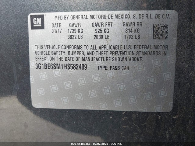 Chevrolet Cruze Lt Auto 2017 3G1BE6SM1HS582409 Image 9