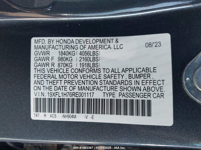Honda Civic Ex-l 2024 19XFL1H76RE001117 Image 9