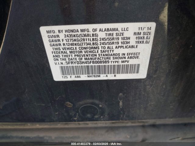 2015 ACURA MDX 5FRYD3H45FB008989 Photo 8